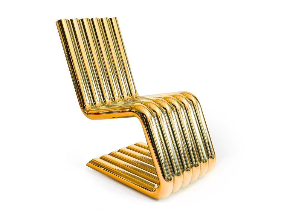 XOSTED - automotive inspired golden Chair